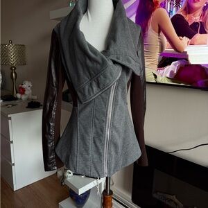 VENUS Gray and Brown Leather Jacket